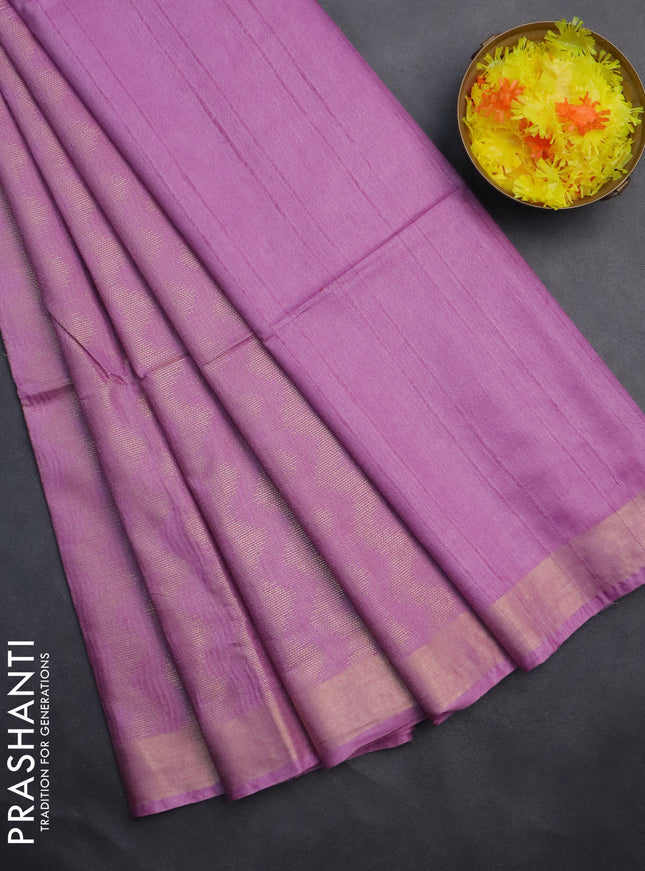 Semi munga jacquard saree pastel lavender with allover zari weaves and zari woven border
