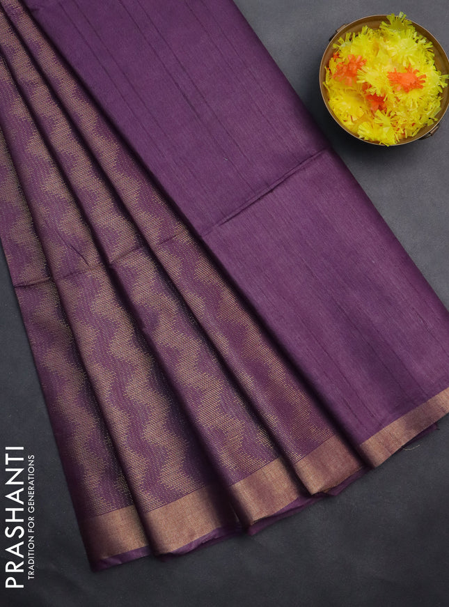 Semi munga jacquard saree violet with allover zari weaves and zari woven border