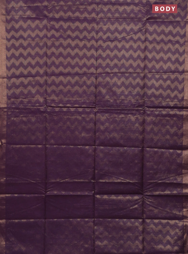 Semi munga jacquard saree violet with allover zari weaves and zari woven border