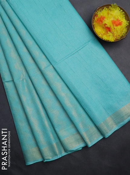 Semi munga jacquard saree teal blue with allover zari weaves and zari woven border