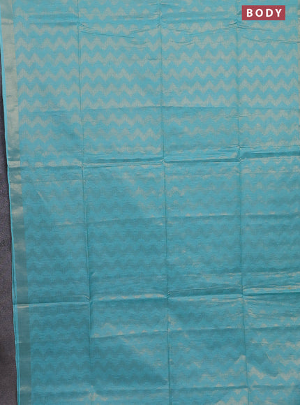 Semi munga jacquard saree teal blue with allover zari weaves and zari woven border