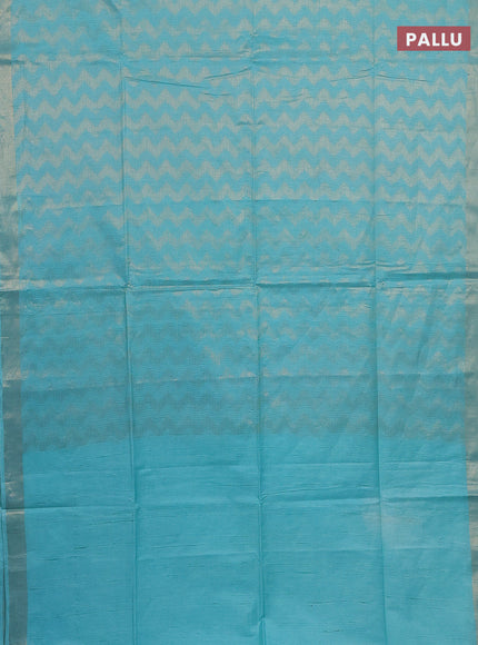 Semi munga jacquard saree teal blue with allover zari weaves and zari woven border