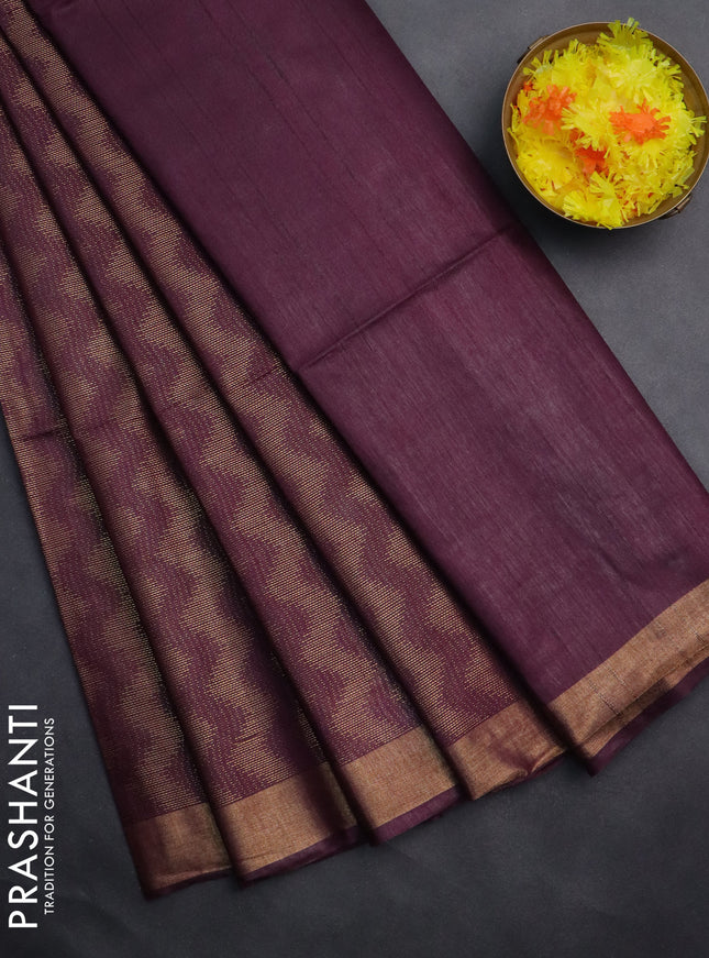Semi munga jacquard saree wine shade with allover zari weaves and zari woven border