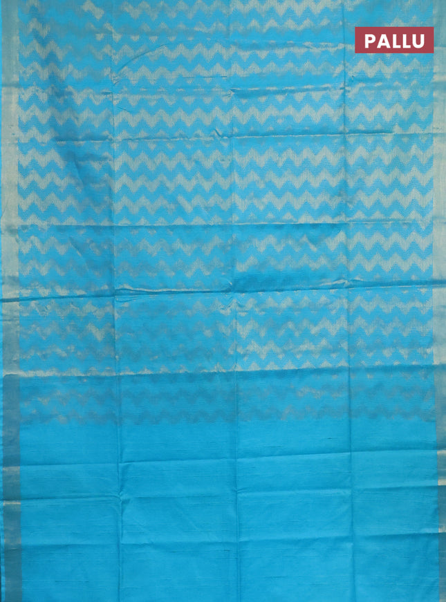 Semi munga jacquard saree teal blue with allover zari weaves and zari woven border