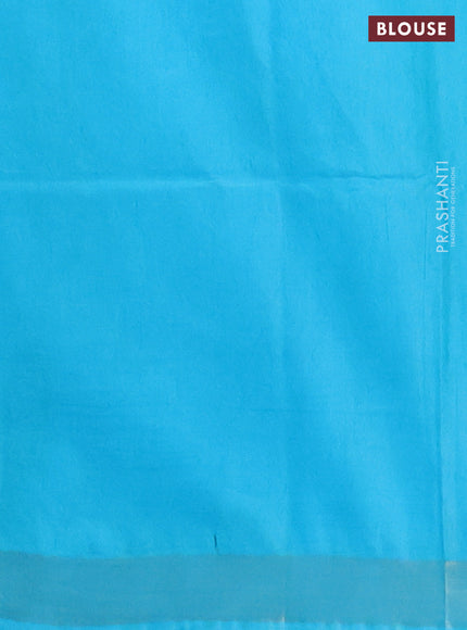 Semi munga jacquard saree teal blue with allover zari weaves and zari woven border