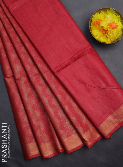 Semi munga jacquard saree red with allover zari weaves and zari woven border