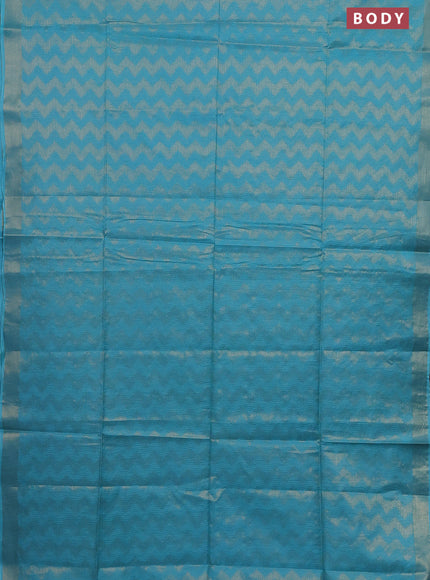 Semi munga jacquard saree light blue with allover zari weaves and zari woven border
