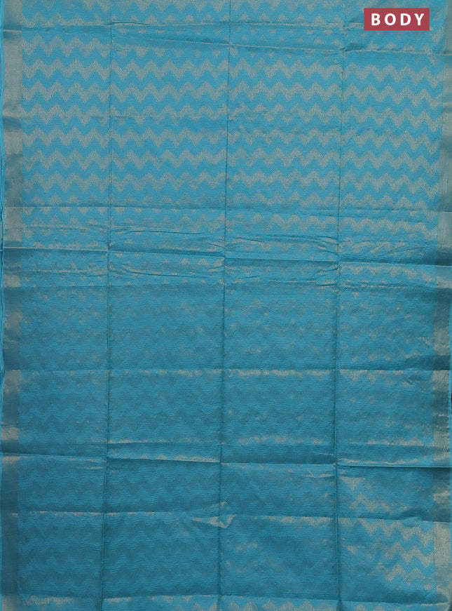 Semi munga jacquard saree light blue with allover zari weaves and zari woven border