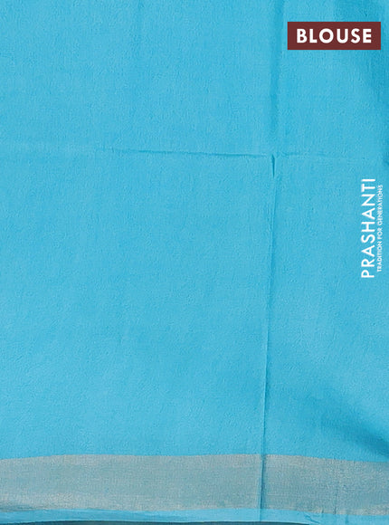 Semi munga jacquard saree light blue with allover zari weaves and zari woven border