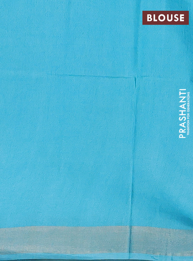 Semi munga jacquard saree light blue with allover zari weaves and zari woven border