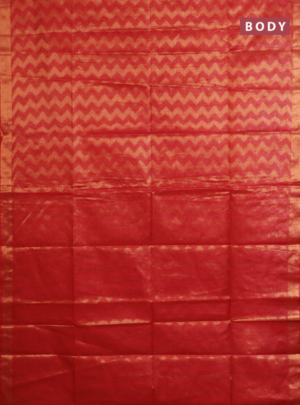 Semi munga jacquard saree red with allover zari weaves and zari woven border