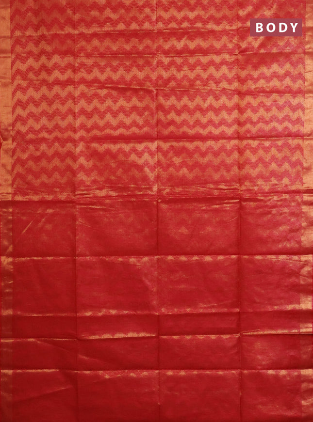 Semi munga jacquard saree red with allover zari weaves and zari woven border
