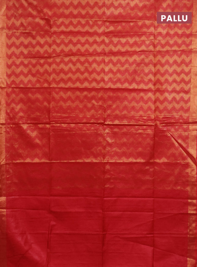 Semi munga jacquard saree red with allover zari weaves and zari woven border
