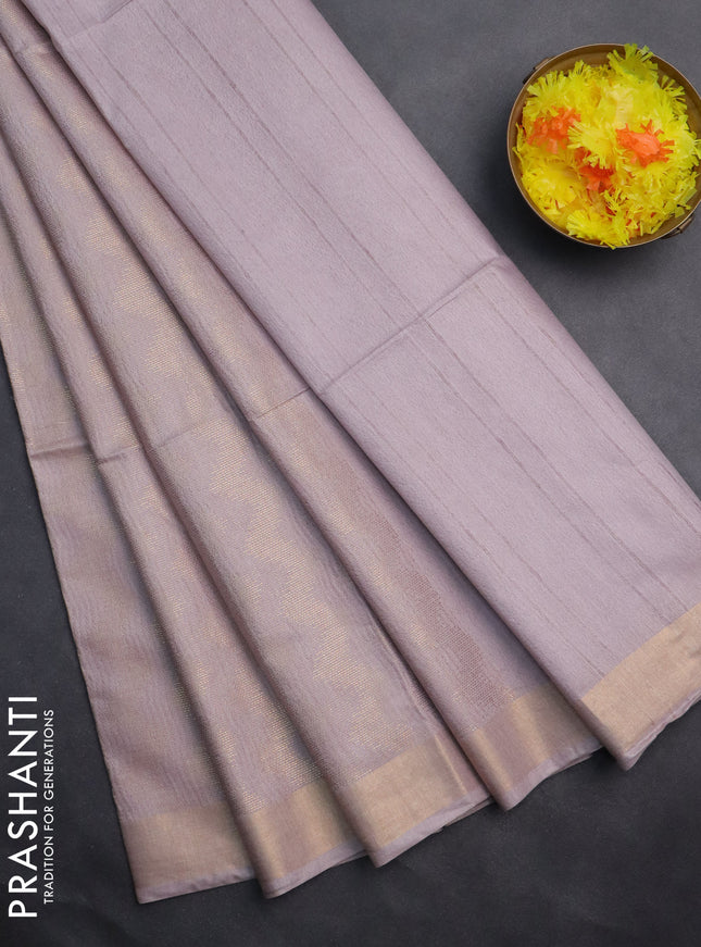 Semi munga jacquard saree grey with allover zari weaves and zari woven border