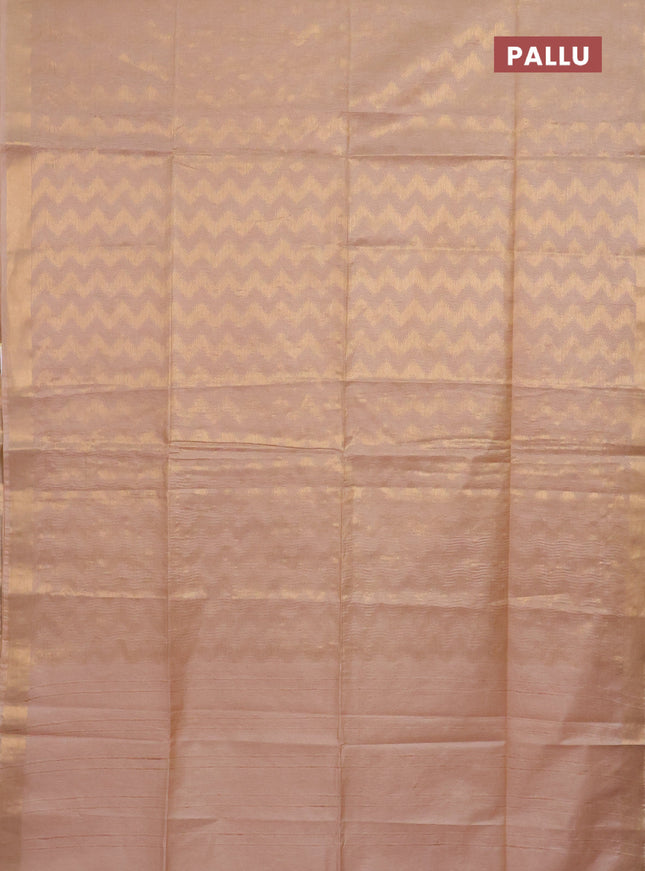 Semi munga jacquard saree beige with allover zari weaves and zari woven border