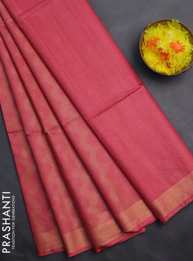Semi munga jacquard saree pink shade with allover zari weaves and zari woven border