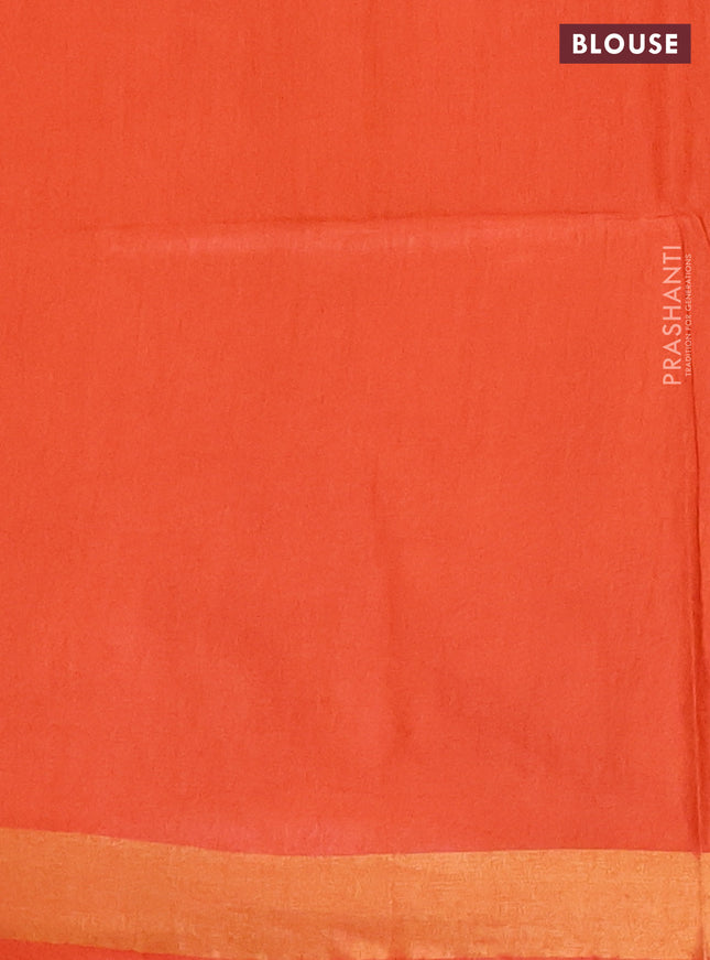 Semi munga jacquard saree orange with allover zari weaves and zari woven border