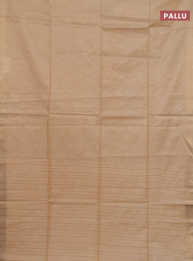 Semi munga jacquard saree sandal with allover zari weaves and zari woven border