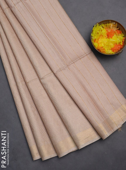 Semi munga jacquard saree beige with allover zari weaves and zari woven border