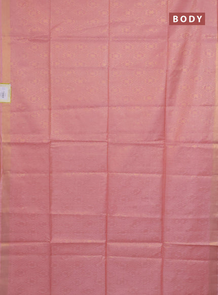 Semi munga jacquard saree peach pink with allover zari weaves and zari woven border