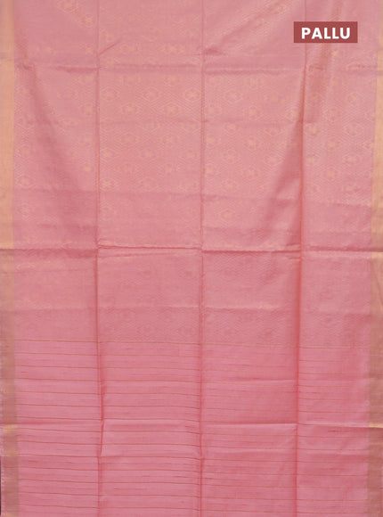 Semi munga jacquard saree peach pink with allover zari weaves and zari woven border