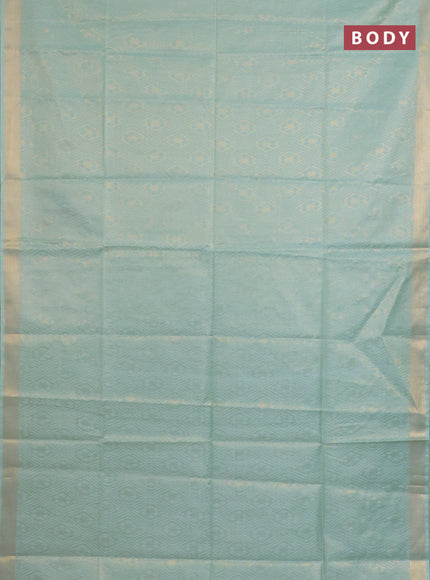 Semi munga jacquard saree pastel green with allover zari weaves and zari woven border