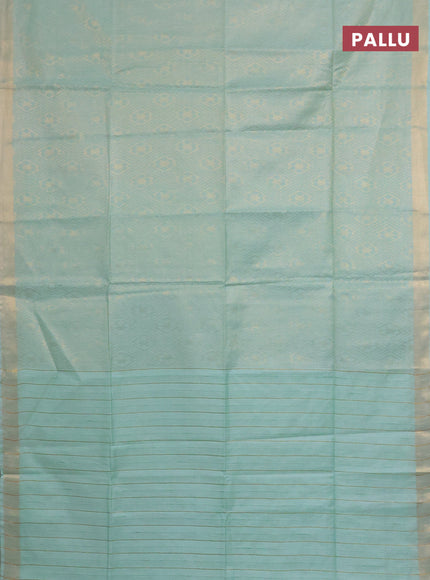 Semi munga jacquard saree pastel green with allover zari weaves and zari woven border