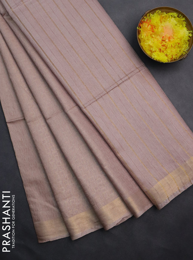 Semi munga jacquard saree beige with allover zari weaves and zari woven border