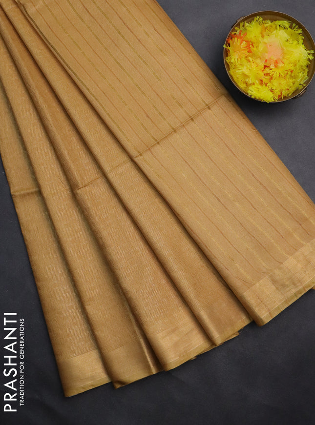Semi munga jacquard saree mustard yellow with allover zari weaves and zari woven border
