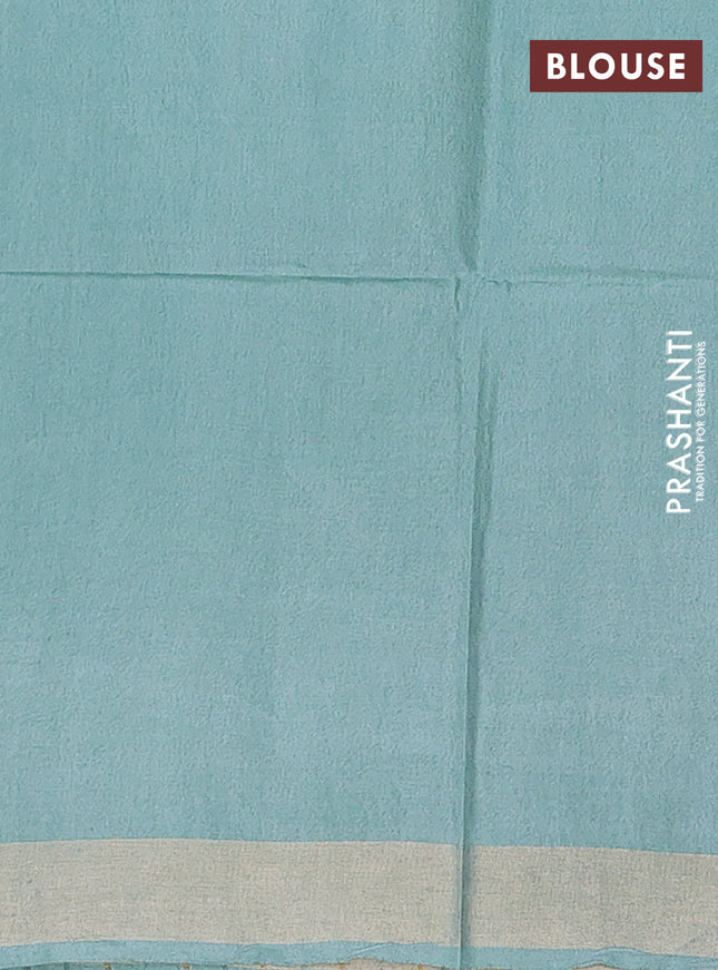 Semi munga jacquard saree pastel green with allover zari weaves and zari woven border