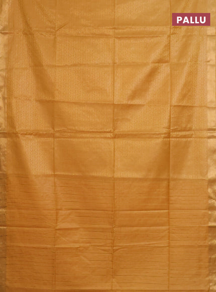 Semi munga jacquard saree mustard yellow with allover zari weaves and zari woven border