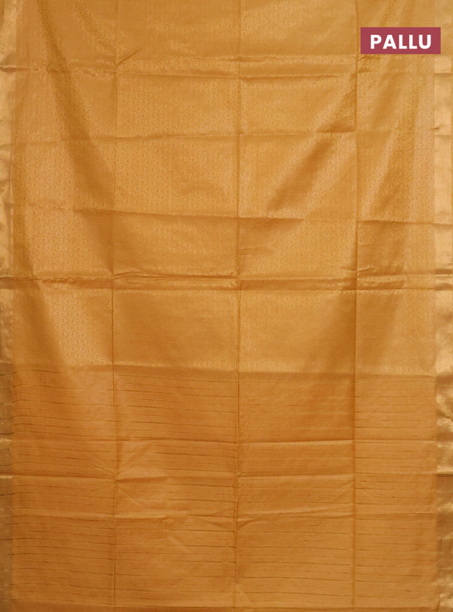 Semi munga jacquard saree mustard yellow with allover zari weaves and zari woven border