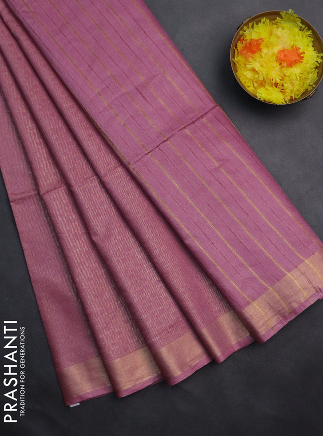 Semi munga jacquard saree Pastel pink with allover zari weaves and zari woven border