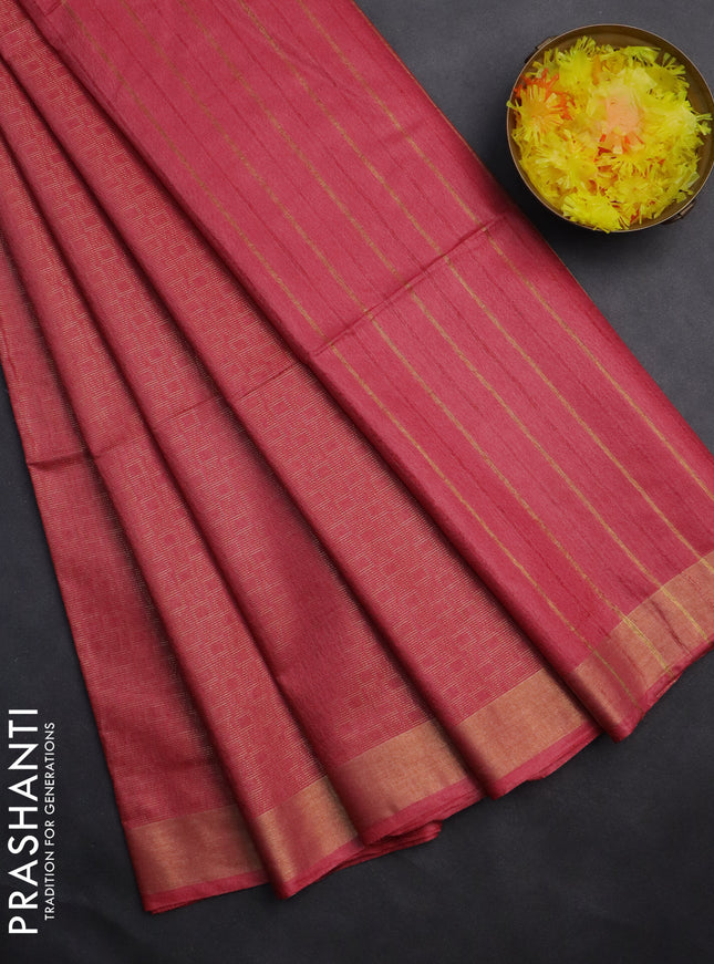 Semi munga jacquard saree peach pink with allover zari weaves and zari woven border