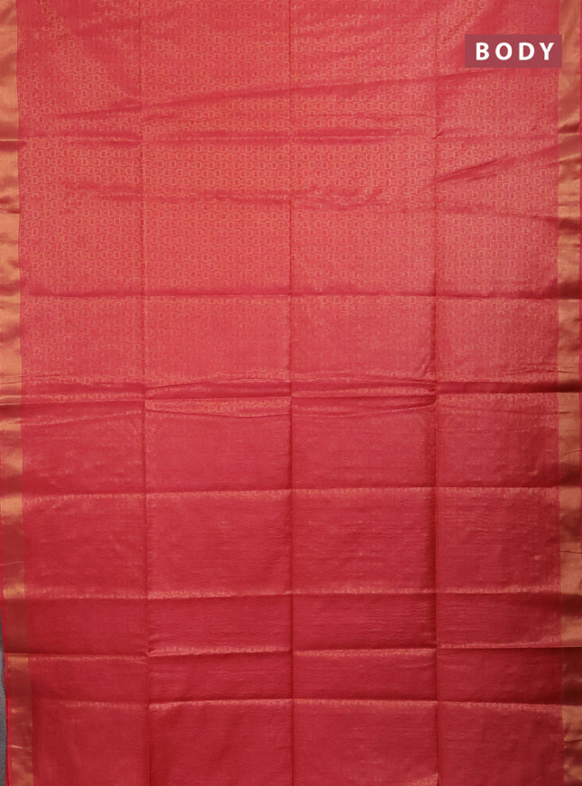 Semi munga jacquard saree peach pink with allover zari weaves and zari woven border