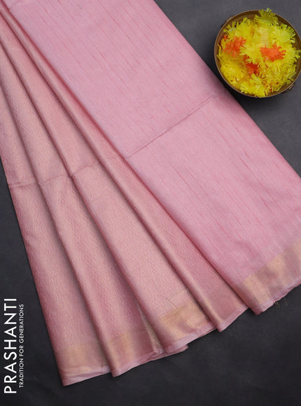 Semi munga jacquard saree peach pink with allover zari weaves and zari woven border