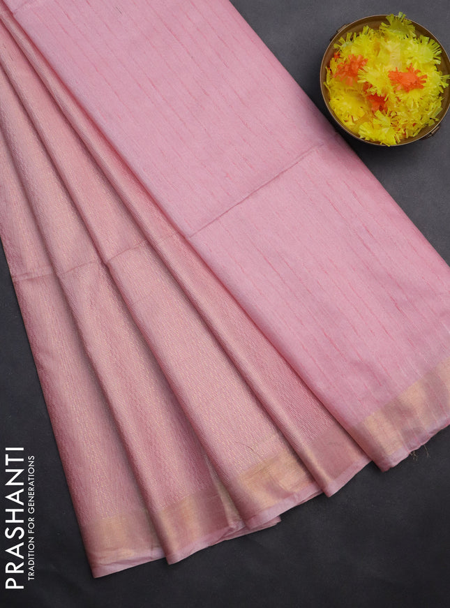 Semi munga jacquard saree peach pink with allover zari weaves and zari woven border
