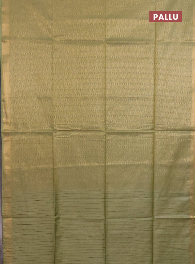 Semi munga jacquard saree pastel green with allover zari weaves and zari woven border