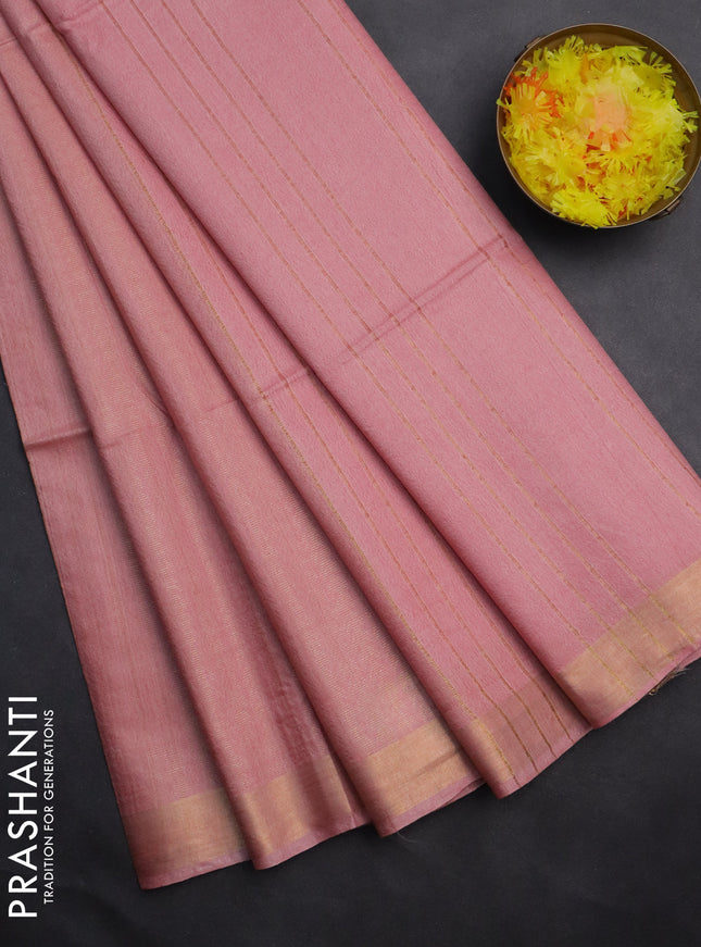 Semi munga jacquard saree peach pink with allover zari weaves and zari woven border