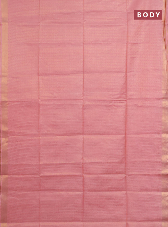 Semi munga jacquard saree peach pink with allover zari weaves and zari woven border