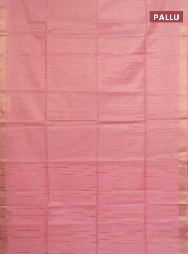 Semi munga jacquard saree peach pink with allover zari weaves and zari woven border