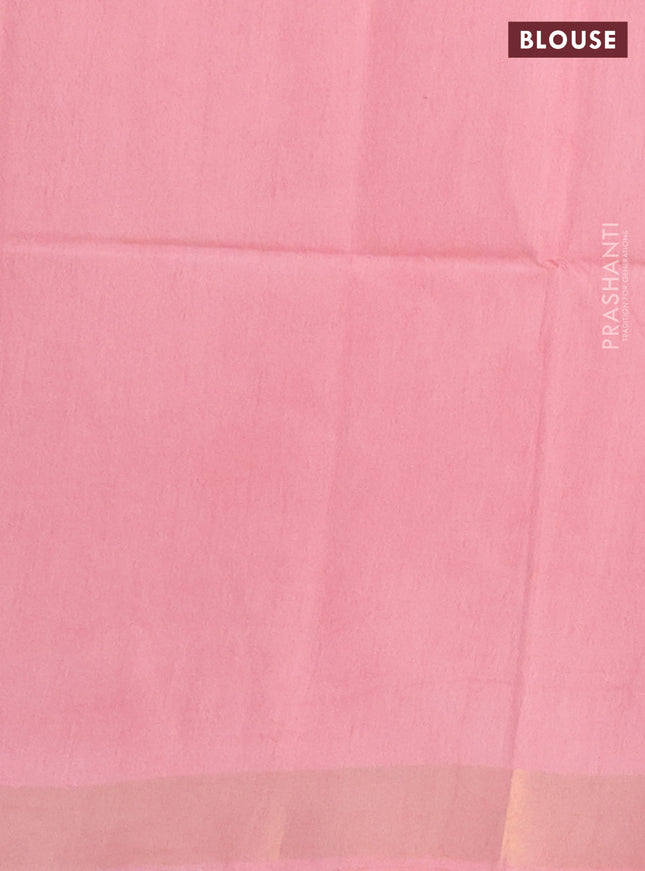 Semi munga jacquard saree peach pink with allover zari weaves and zari woven border