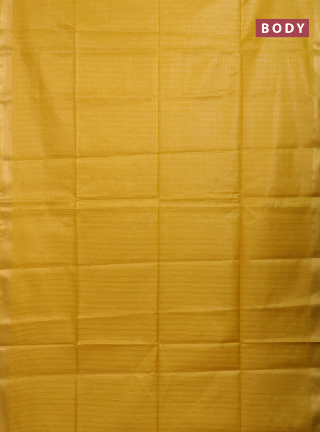Semi munga jacquard saree yellow with allover zari weaves and zari woven border