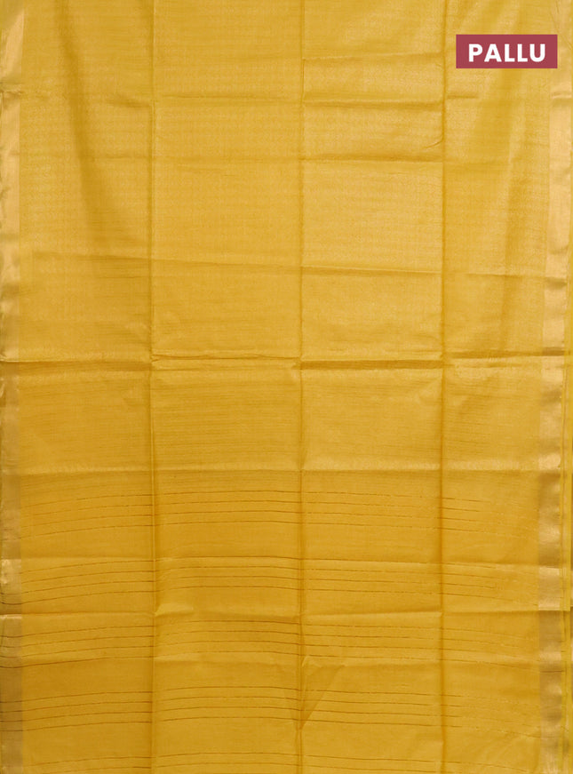 Semi munga jacquard saree yellow with allover zari weaves and zari woven border