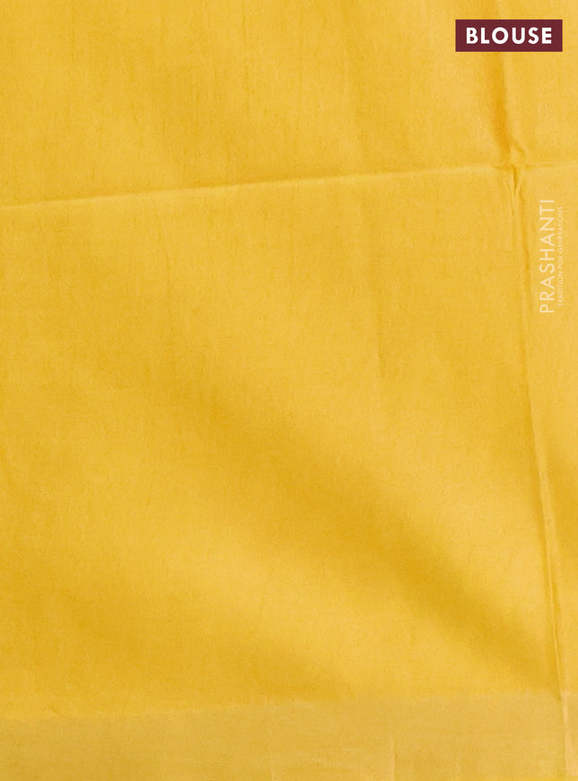 Semi munga jacquard saree yellow with allover zari weaves and zari woven border