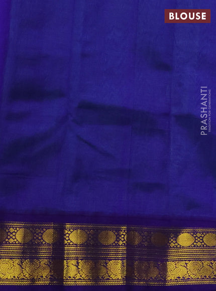 Kuppadam silk cotton saree teal green and blue with plain body and zari woven border