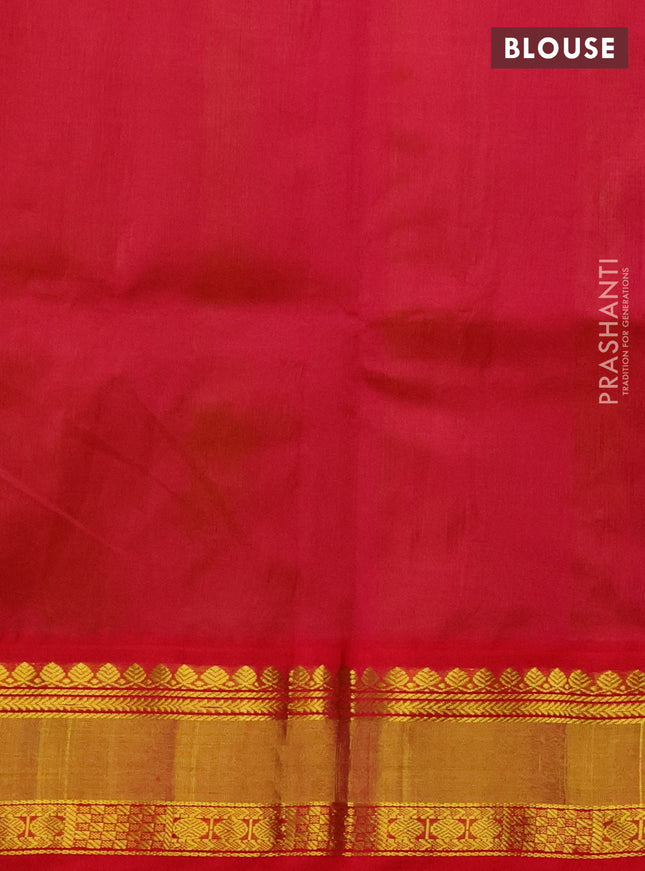 Kuppadam silk cotton saree dual shade of yellowish green and pink with rudhraksha zari woven buttas and zari woven border