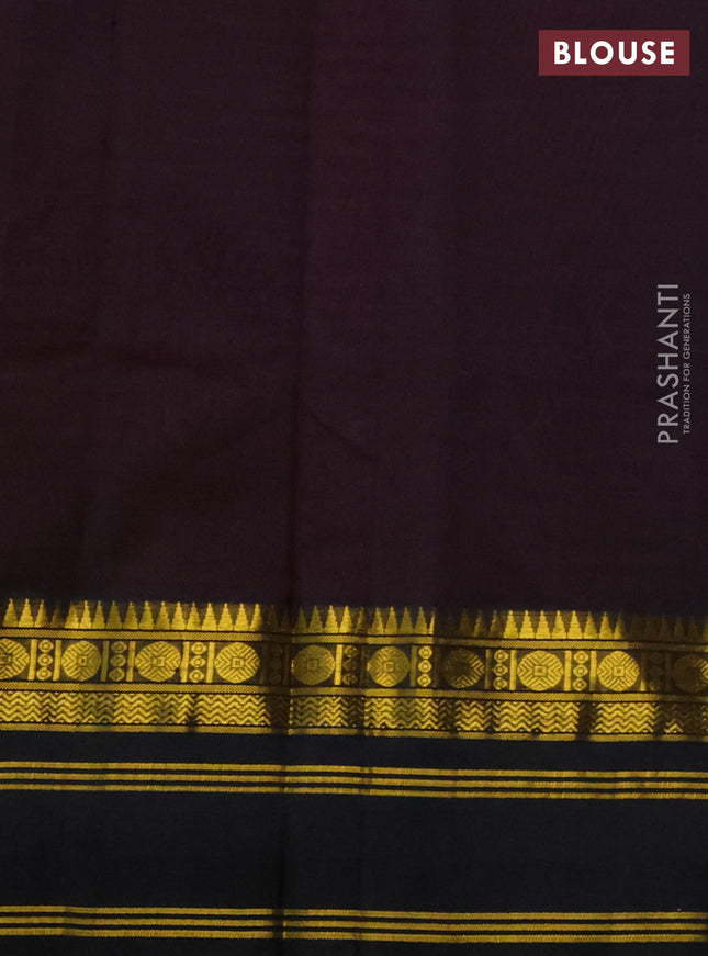 Kuppadam silk cotton saree pink and black with allover stripes pattern and rettapet zari woven border
