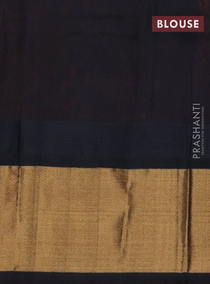Kuppadam silk cotton saree orange and black with plain body and temple design zari woven border