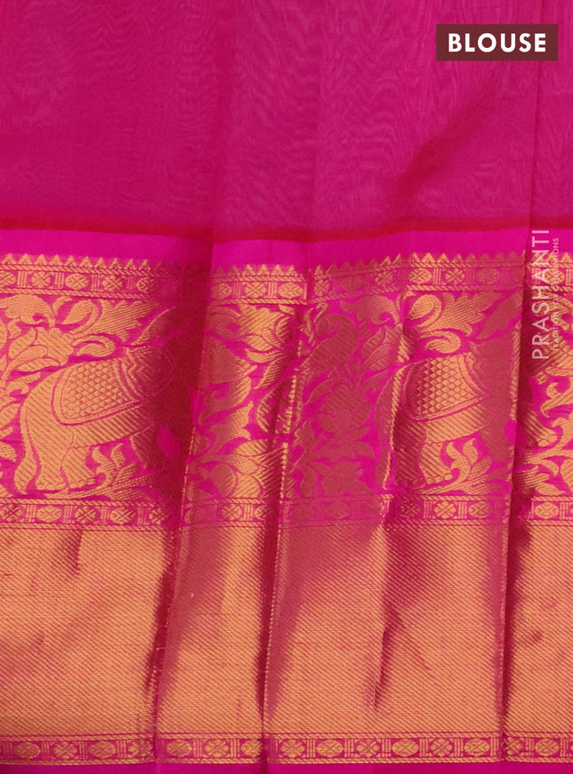 Kuppadam silk cotton saree light blue and pink with allover zari weaves & buttas and long zari woven border